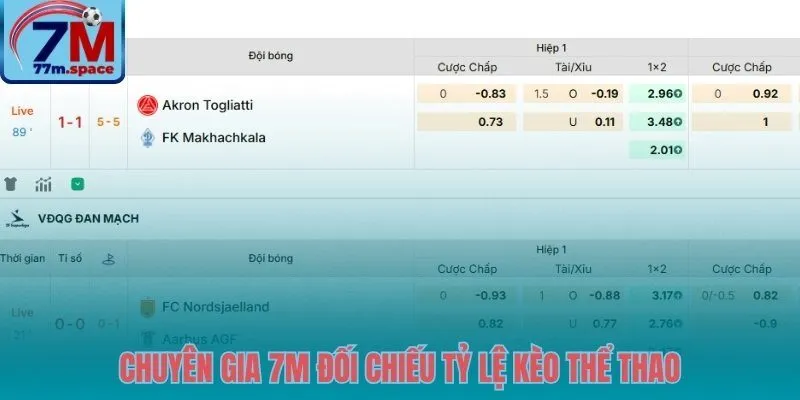 Bảng đối chiếu tỷ lệ kèo và mức chênh lệch tại NET88